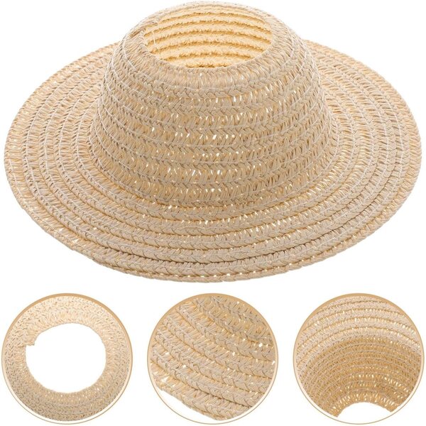 Mini Cappello in Paglia 17cm per Bambole, Accessorio fatto a Mano Beige, Protezione Solare