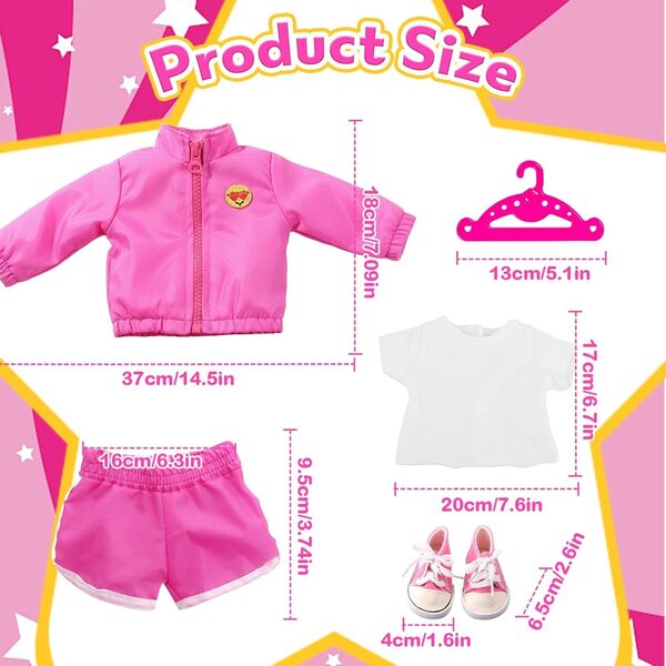 Abbigliamento rosa per bambola 43 cm - Vestiti per bambola neonato