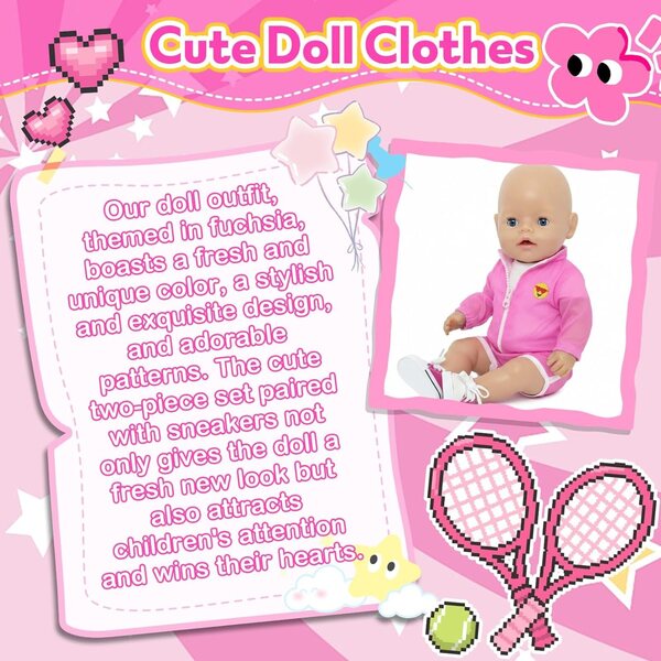 Abbigliamento rosa per bambola 43 cm - Vestiti per bambola neonato