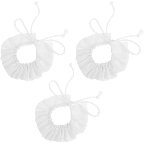 Set 3 Mini Collane in Cotone Bianco per Bambole 10-15 cm Accessori Vintage
