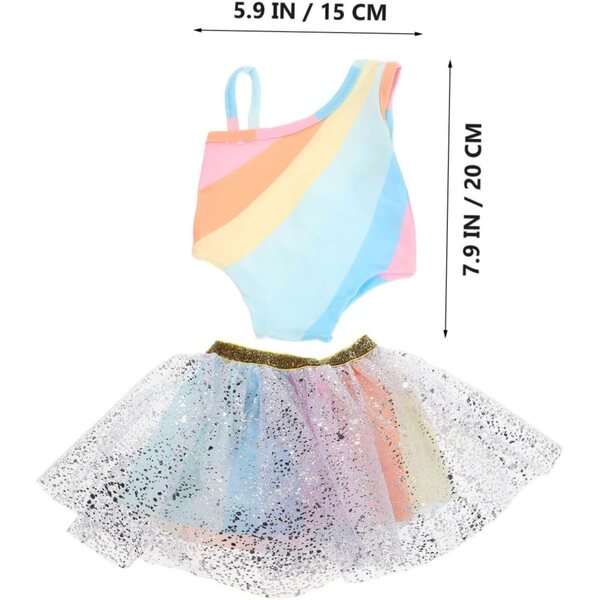 Robe Tutu per Bambole 45 cm, Gonna Balletto in Tulle Multicolore, Morbida e Resistente