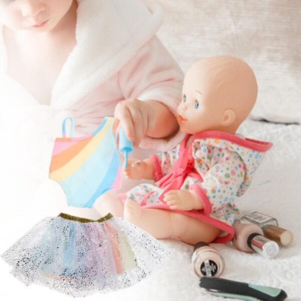Robe Tutu per Bambole 45 cm, Gonna Balletto in Tulle Multicolore, Morbida e Resistente
