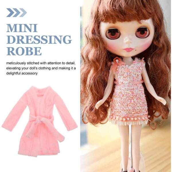 Peignoir Miniature in Peluche Morbida per Bambole, Lavabile e Compatibile Varie Taglie