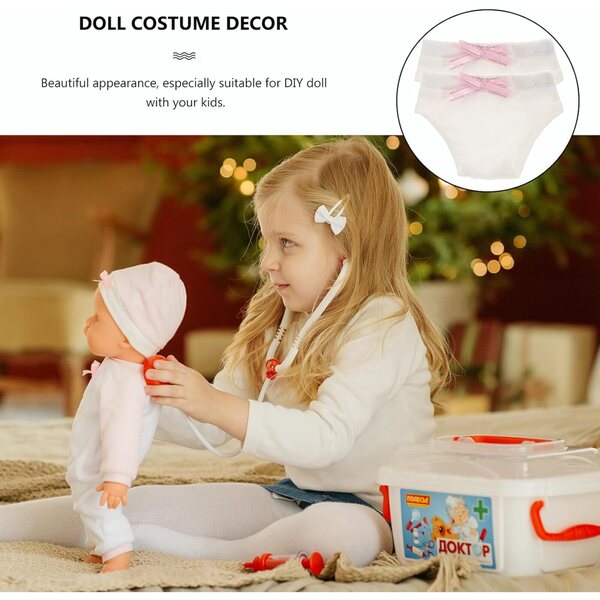 Set 2 Culottes in Tessuto per Bambole 18 Pollici - Sottovesti Miniature Bianche