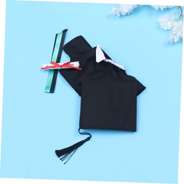 Abschlusskostüm für 20 cm große grüne Puppen mit Kleid, Haube und komplettem Zubehör