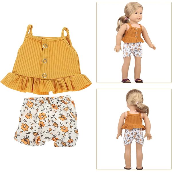 Bekleidungsset für 43-cm-Puppen aus weichem Stoff, komplett mit 2-teiligem Leibchen und Shorts
