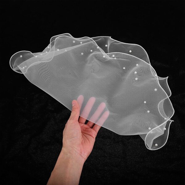 Hochzeits-Voile für Puppe 50 cm aus weichem Tüll mit eleganten Zierperlen