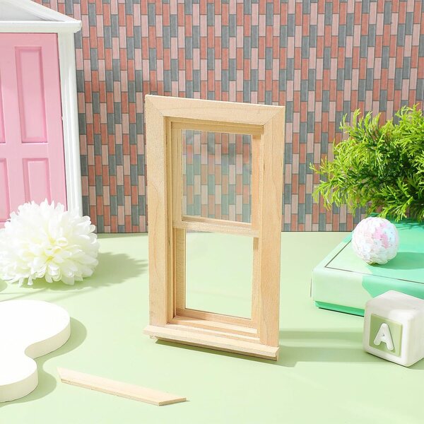 1:12 Fensterrahmen aus Holz für Puppenhaus, Miniatur-Dekorationszubehör