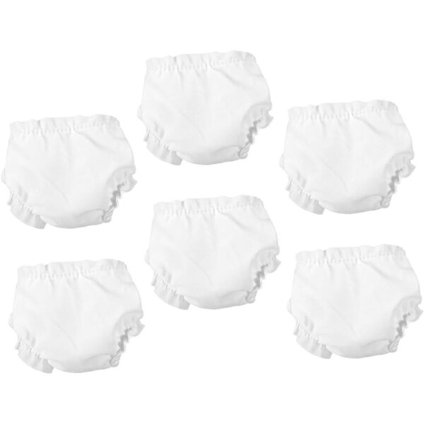 Set 6 Culottes Bianche Regolabili per Bambole 25 cm - Lavabili e Riutilizzabili