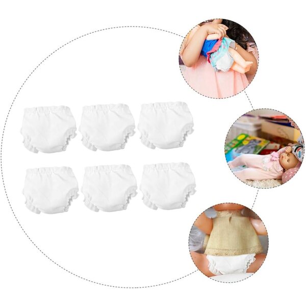 Set 6 Culottes Bianche Lavabili per Bambole 10 Pollici, Accessori Sottovesti Regolabili