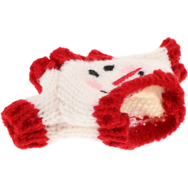 DECHOUS Mini Pull per Bambole in Peluche Soffice con Motivo Natalizio Rosso e Bianco