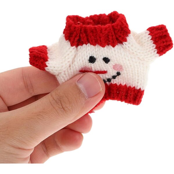 DECHOUS Mini Pull per Bambole in Peluche Soffice con Motivo Natalizio Rosso e Bianco