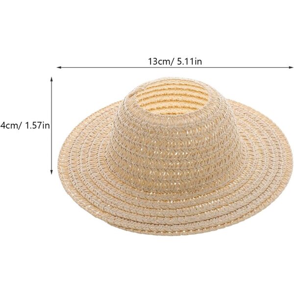DECHOUS Mini Chapeau di Paglia per Bambola 17 cm Beige - Accessorio Decorativo Fatto a Mano