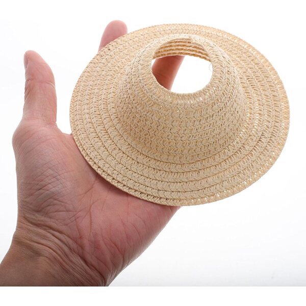 DECHOUS Mini Chapeau di Paglia per Bambola 17 cm Beige - Accessorio Decorativo Fatto a Mano