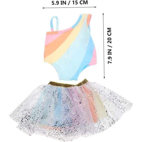 Regenbogen-Tutu-Kleid für 18-Zoll-Puppen – Ballettkostüm und kreatives Spielen