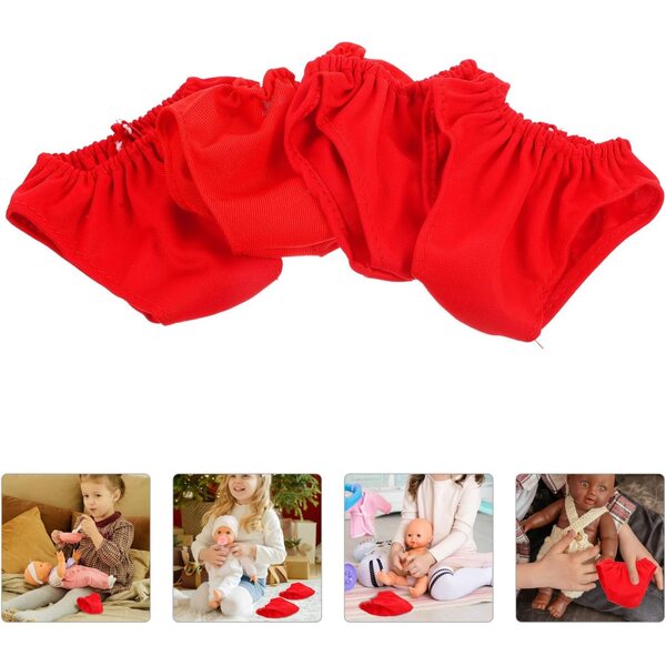 Set 4 Culottes Rosse per Bamboles 45-60 cm – Sottovesti in Tessuto di Qualità