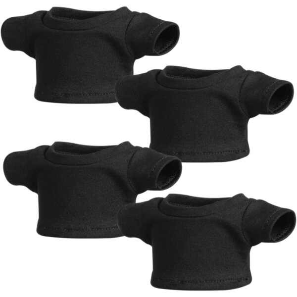 Set 4 T-shirt Maniche Corte Nero per Orsetti in Cotone Tricotato, Taglia Unica