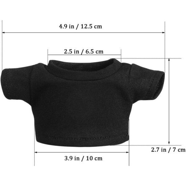 Set mit 4 schwarzen Kurzarm-T-Shirts für Teddybären aus gestrickter Baumwolle, Einheitsgröße