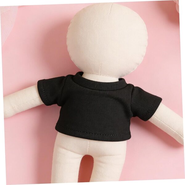 Set mit 4 schwarzen Kurzarm-T-Shirts für Teddybären aus gestrickter Baumwolle, Einheitsgröße