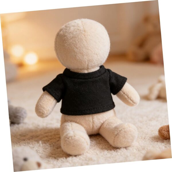 Set mit 4 schwarzen Kurzarm-T-Shirts für Teddybären aus gestrickter Baumwolle, Einheitsgröße