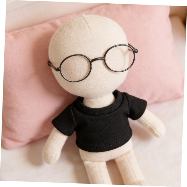 Set mit 4 schwarzen Kurzarm-T-Shirts für Teddybären aus gestrickter Baumwolle, Einheitsgröße