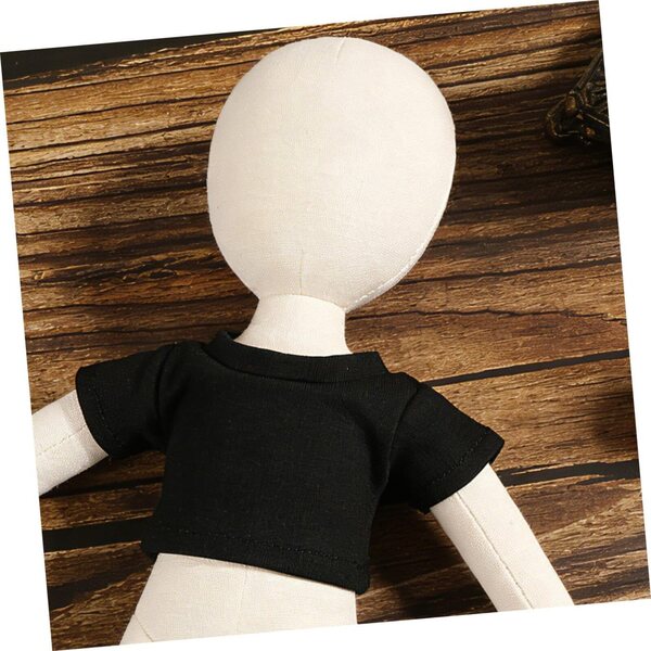 Set mit 4 schwarzen Kurzarm-T-Shirts für Teddybären aus gestrickter Baumwolle, Einheitsgröße