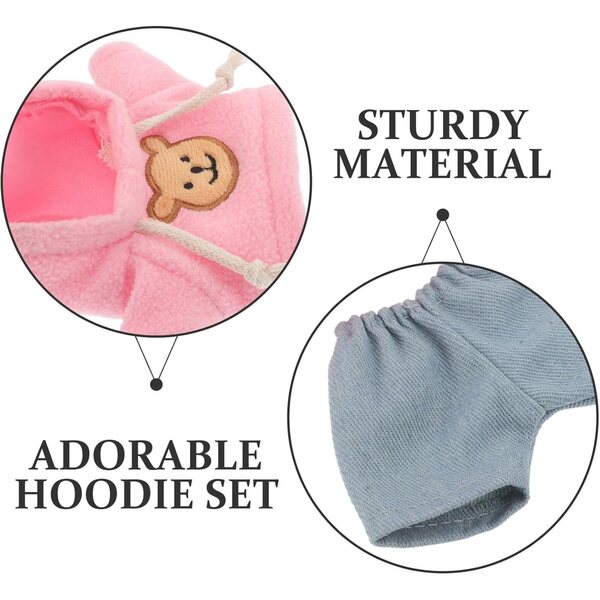 Costume Orso in Peluche per Bambini con Felpa e Pantaloni per Bambole 20 cm