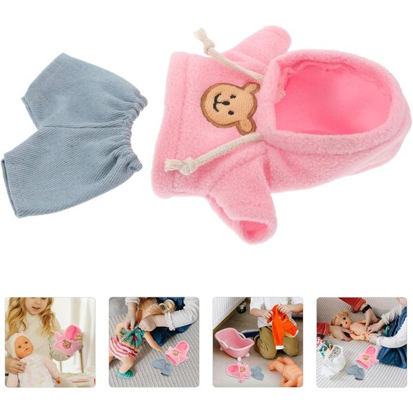 Costume Orso in Peluche per Bambini con Felpa e Pantaloni per Bambole 20 cm