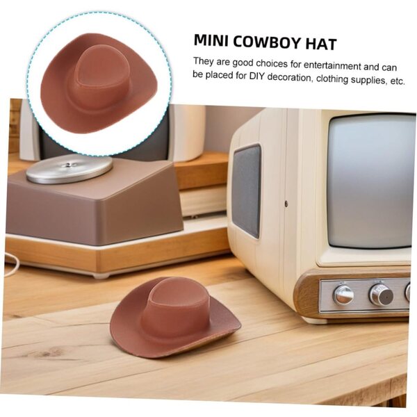 Mini-Cowboyhüte aus braunem Kunststoff, 40er-Set für Puppen und Dekorationen