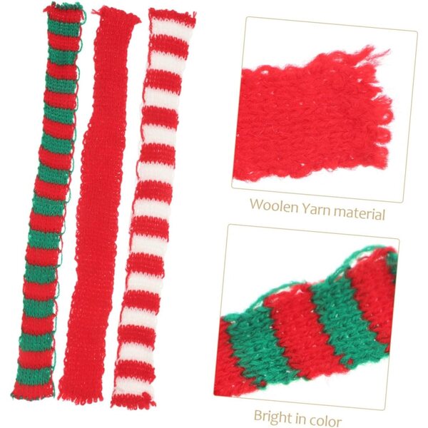 Set mit 30 Mini-Wollschals in Rot, Weiß, Grün für Puppen und Weihnachtsdekorationen