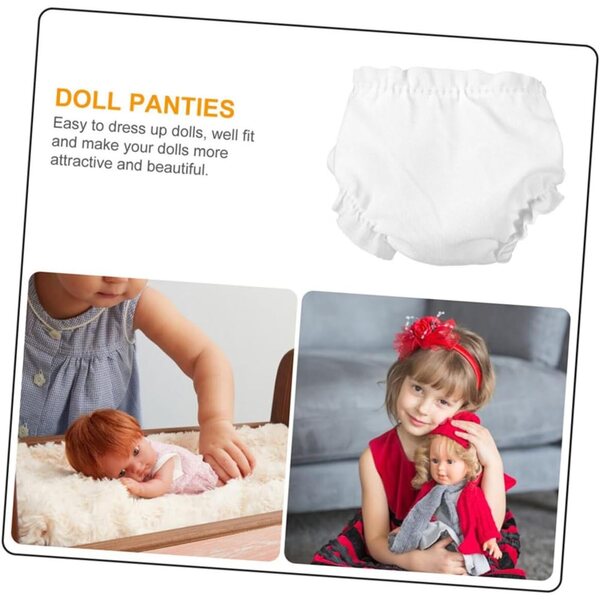 Set mit 6 weißen Stoff-Hosen für 25-cm-Puppen – waschbar und wiederverwendbar