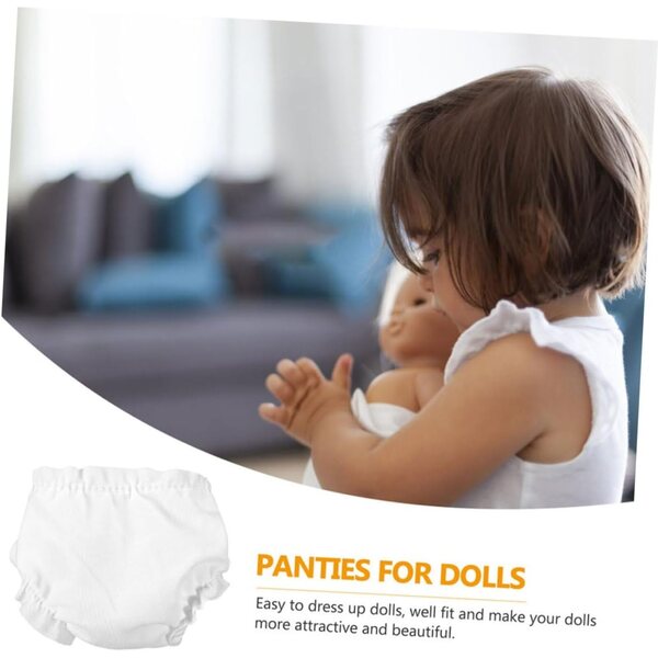 Set mit 6 weißen Stoff-Hosen für 25-cm-Puppen – waschbar und wiederverwendbar