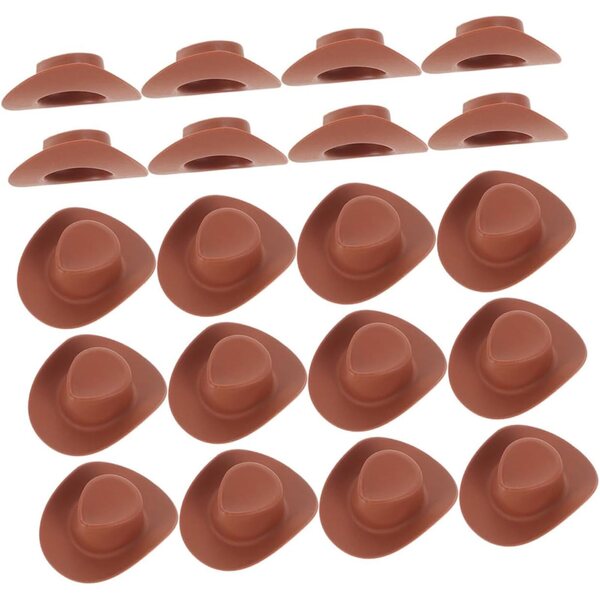 40 Mini Chapeaux Cowboy in Plastica Marroni per Bambole, Decorazioni e Hobby Creativi