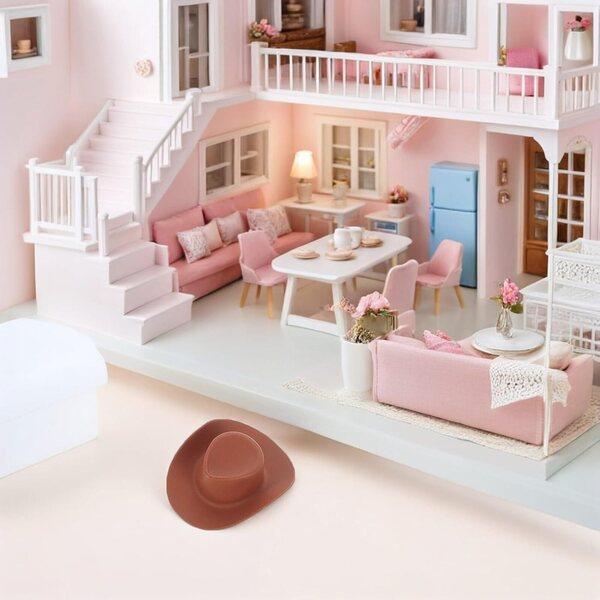 40 Mini Chapeaux Cowboy in Plastica Marroni per Bambole, Decorazioni e Hobby Creativi