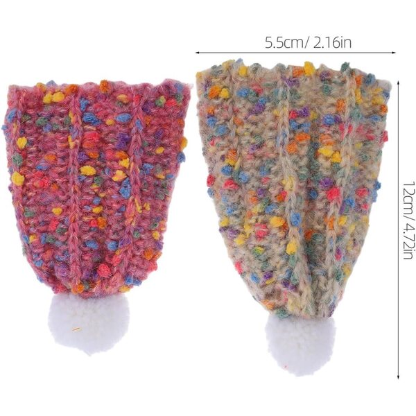 Set 2 Mini Bonnet in Lana per Bambole 55cm Rosa e Beige Accessori Creativi Inverno