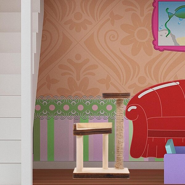 Albero per Gatti in Miniatura in Legno per Casa delle Bambole 7,3x4,8x3,4 cm