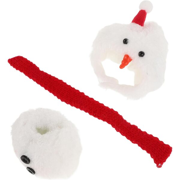 Costume da pupazzo di neve in miniatura per bambola Natal con cappello e sciarpa