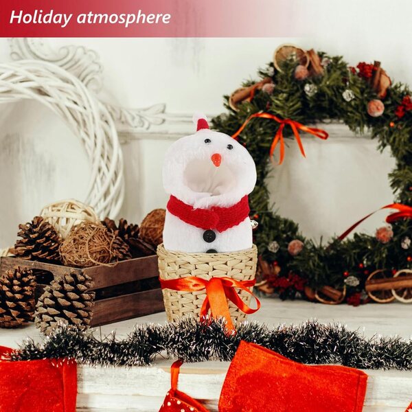 Costume da pupazzo di neve in miniatura per bambola Natal con cappello e sciarpa