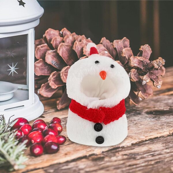 Costume da pupazzo di neve in miniatura per bambola Natal con cappello e sciarpa