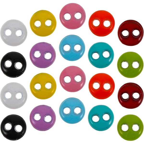 Set 20 Bottoni Miniature Colorati per Abiti Bambole in Plastica - Misura Ultra-Piccola