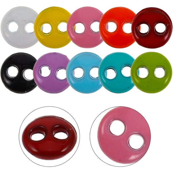 Set 20 Bottoni Miniature Colorati per Abiti Bambole in Plastica - Misura Ultra-Piccola