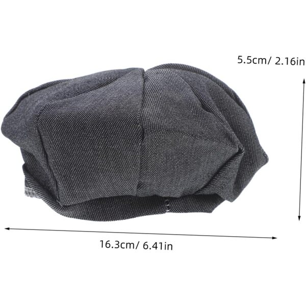 Mini cappello per bambola detective in poliestere grigio scuro, accessorio leggero e resistente