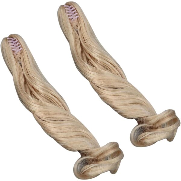 Kikumi Curly Doll Wig Pink Peach sintetica per bambole articolate 2 pezzi