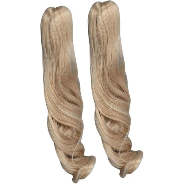 Kikumi Curly Doll Wig Pink Peach sintetica per bambole articolate 2 pezzi