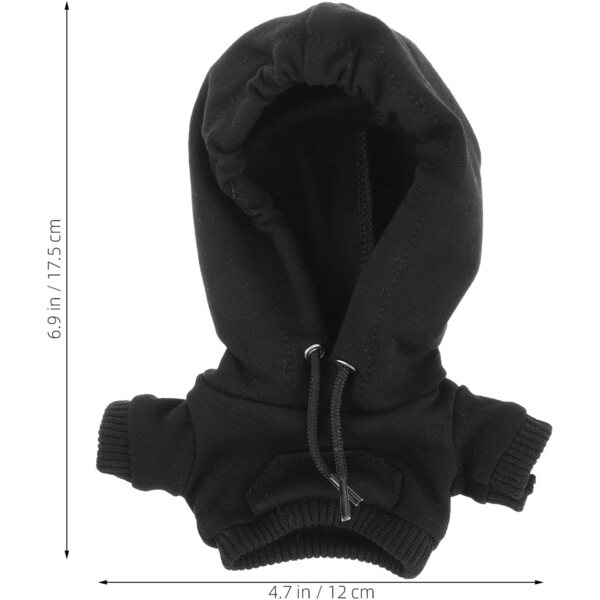 Mini Sweat à Capuche Noir in Cotone per Bambole 10 cm - Accessorio Gioco e Stile