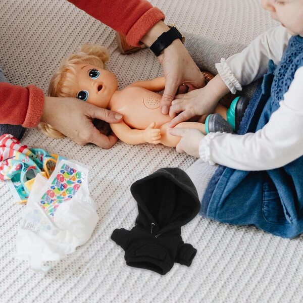Mini Sweat à Capuche Noir in Cotone per Bambole 10 cm - Accessorio Gioco e Stile