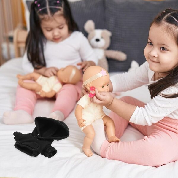 Mini Sweat à Capuche Noir in Cotone per Bambole 10 cm - Accessorio Gioco e Stile