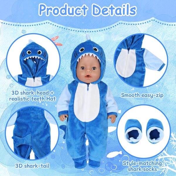 Abbigliamento per bambole squalo da 35 a 45 cm - YAEGIMHT