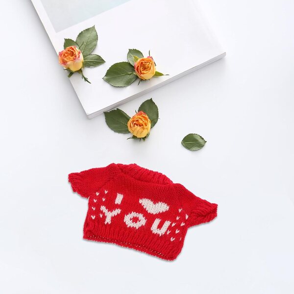 Pull rosso per orso di peluche 30 cm in lana morbida, vestiti creativi e confortevoli
