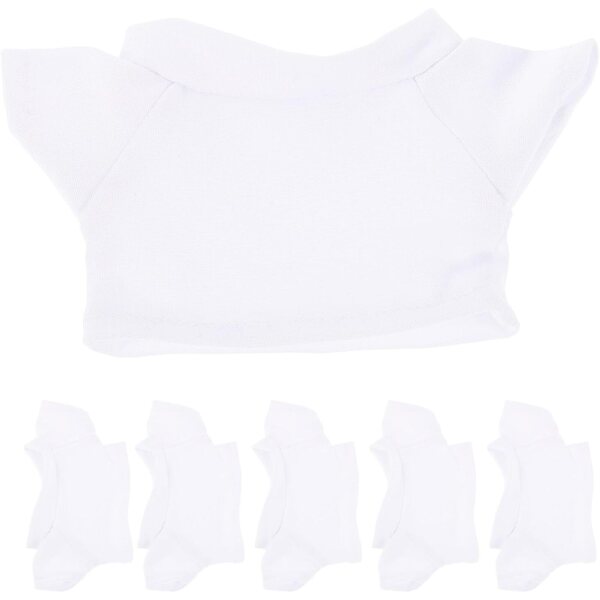 Set mit 6 weißen Baumwoll-T-Shirts für 20 cm große Puppen – bequem und einfach zu tragen